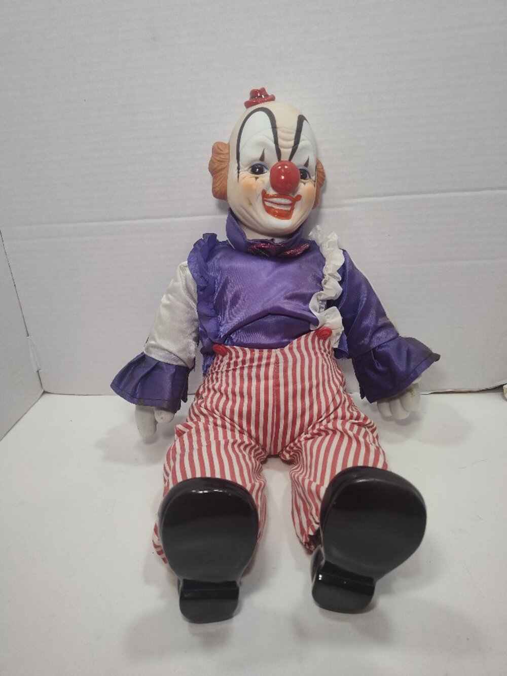 Vintage Victoria Impex 22" Porcelain Musical Clown TOYO Wind Up You Light Up